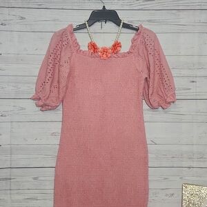 Simplee Dusty Pink Off the Shoulder Stretch Bodycon Mermaid Dress Size M